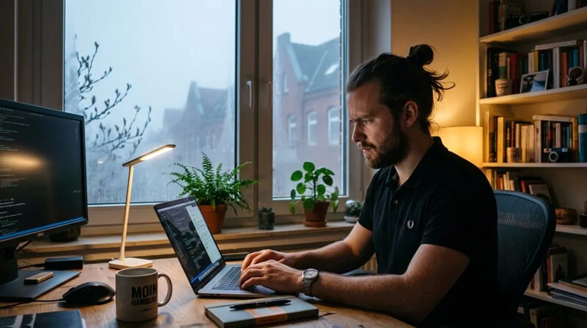 Team mann call laptop tisch home office hamburg